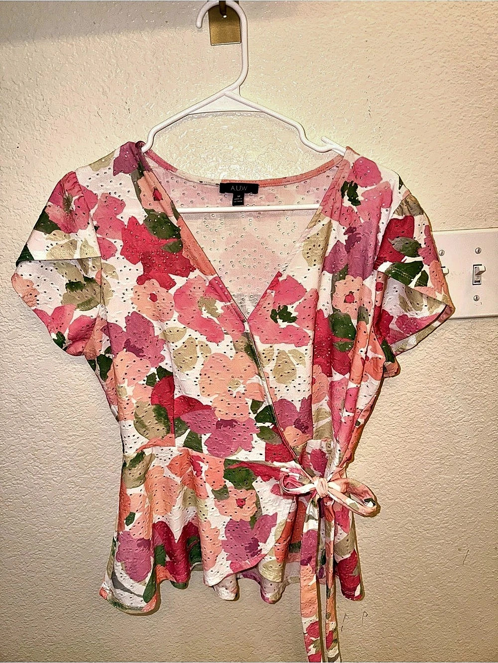 Alfani Floral Tie-Waist Blouse, Like New
